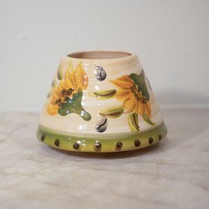 Vintage Handpainted Sunflower Ceramic Candle Shade Topper CANDLE NOT INCLUDED